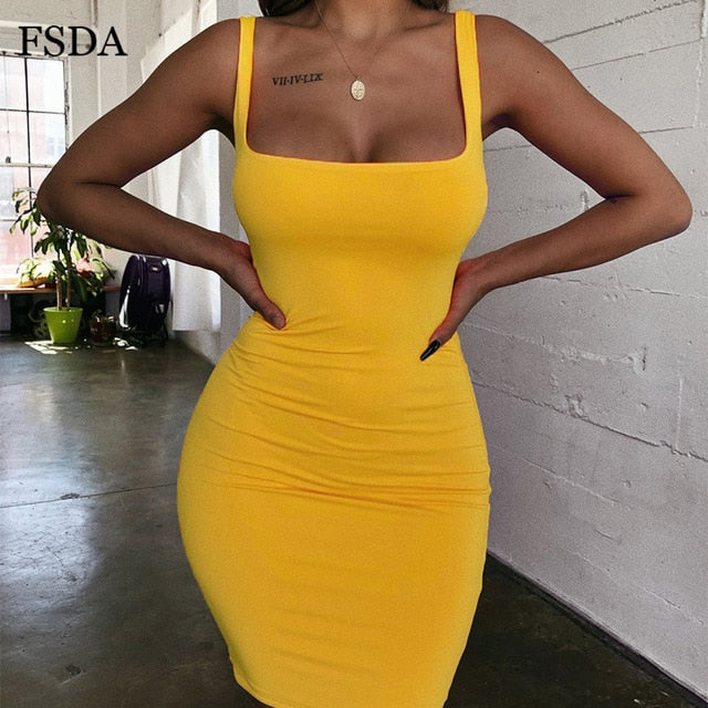 Square Neck Sleeveless Bodycon Mini Dress - Frederika’s favorites 🦊
