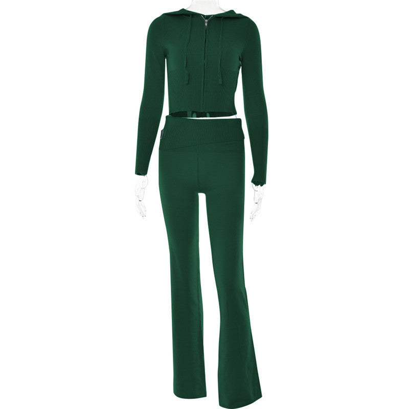 Hoodie Suit Women Leisure Sexy Zip Long Sleeve Sweater And High Waist Long Pants Set - Frederika’s favorites 🦊