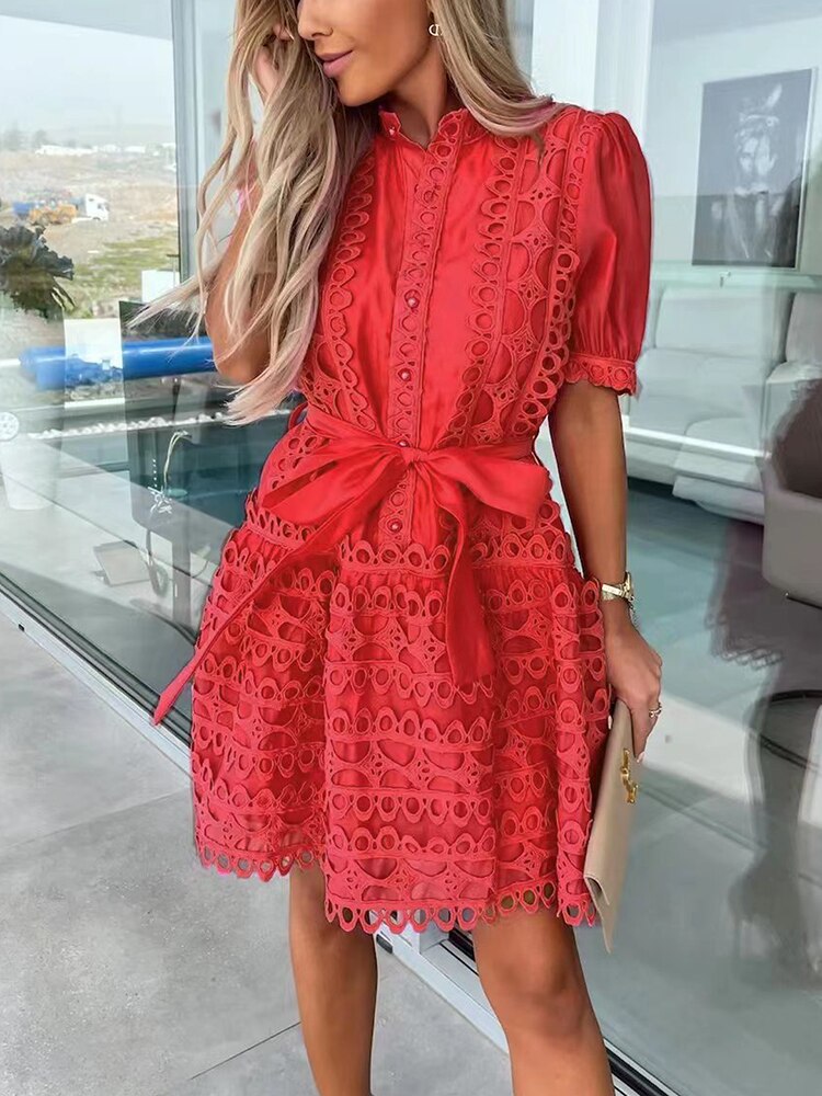 Patchwork Lace Elegant Mini Dress - Frederika’s favorites 🦊