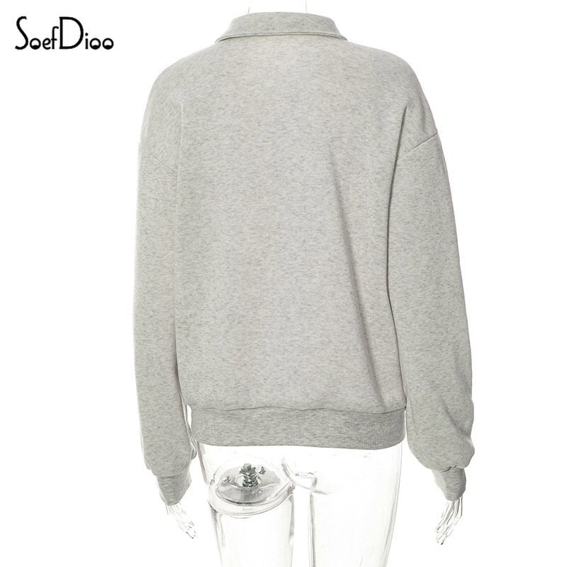 Casual Turn Down Collar Zipper Sweatshirt - Frederika’s favorites 🦊