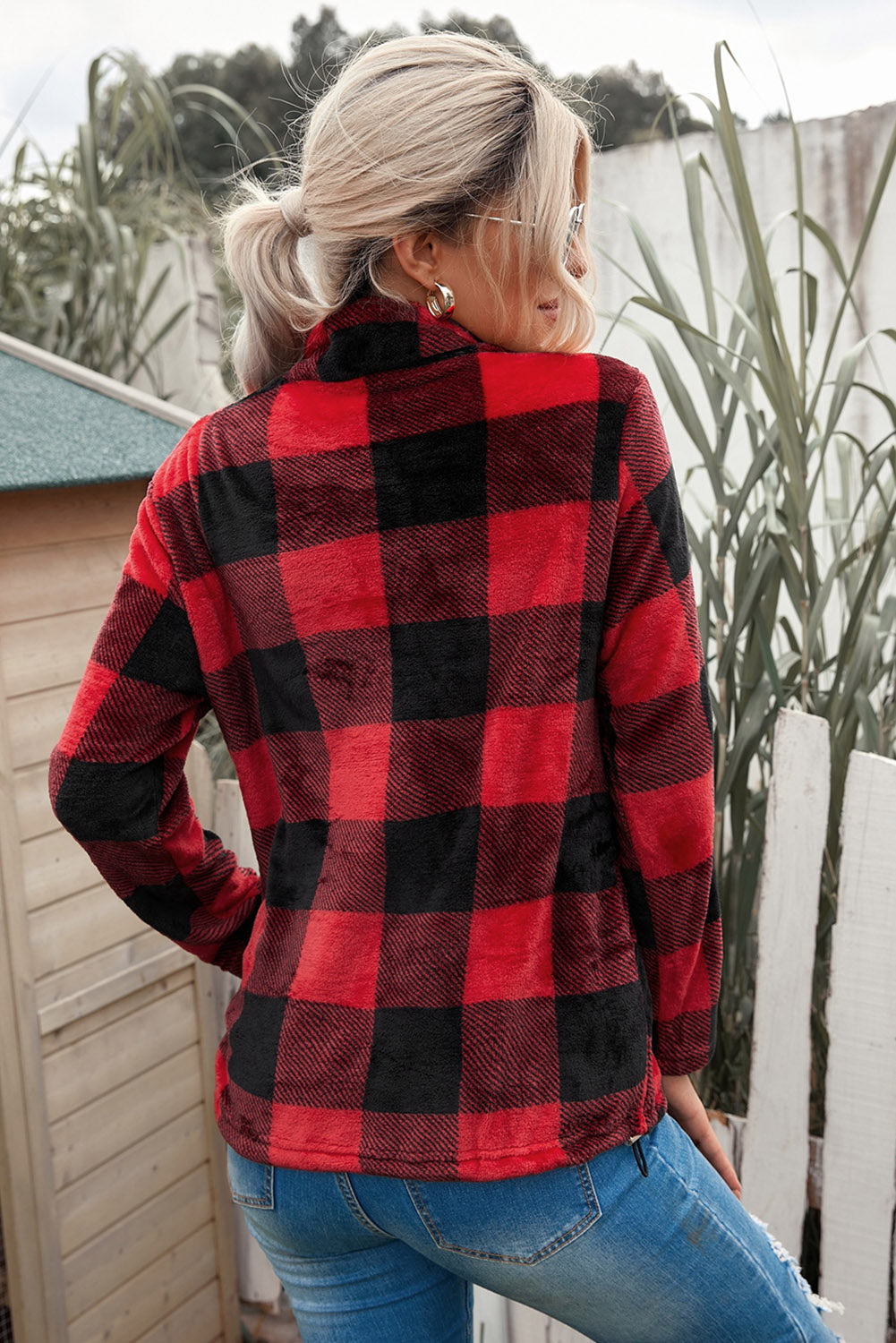 Plaid Print 1/4 Collar Sweatshirt - Frederika’s favorites 🦊