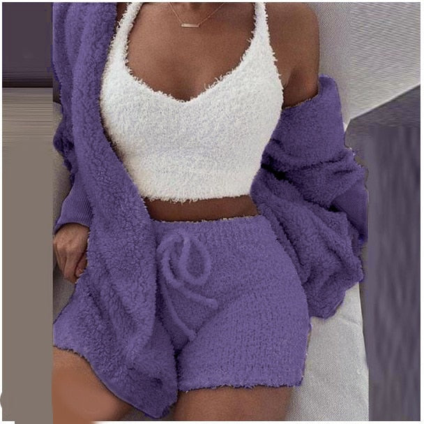 Fluffy Three Piece Set Lounge Sexy Outfits - Frederika’s favorites 🦊