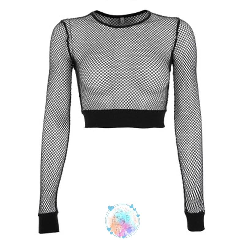 Seductive Women's Mesh Fishnet Crop Top - Gothic Punk Style