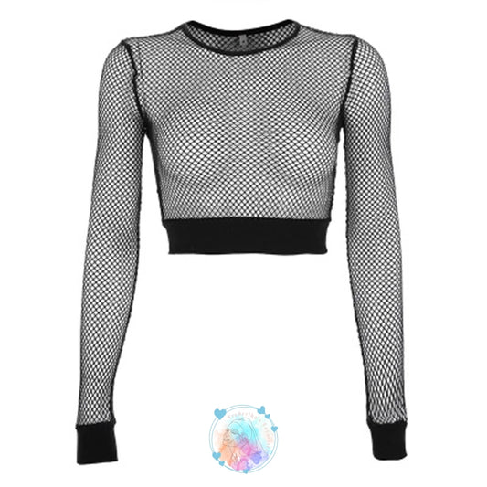 Seductive Women's Mesh Fishnet Crop Top - Gothic Punk Style