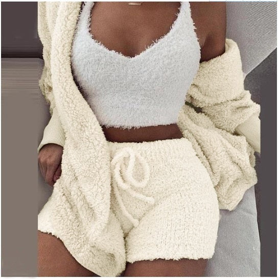 Fluffy Three Piece Set Lounge Sexy Outfits - Frederika’s favorites 🦊