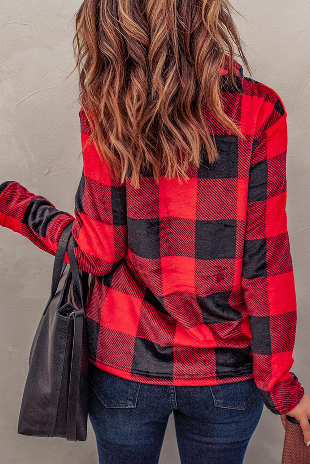 Plaid Print 1/4 Collar Sweatshirt - Frederika’s favorites 🦊