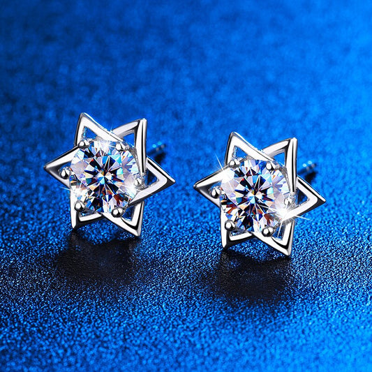 Shinny Hexagram Moissanite Stud Earrings - Frederika’s favorites 🦊