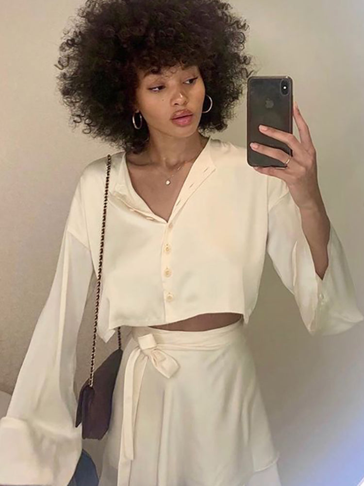 Casual Satin Two Piece Dress Set - Frederika’s favorites 🦊