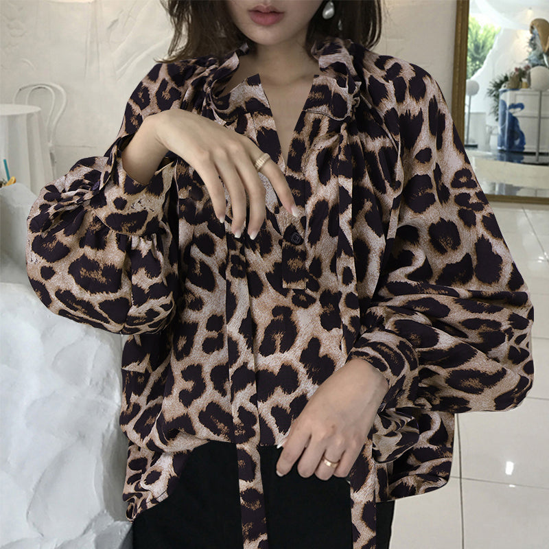 Women's Bow Stand Collar Blouse with Lantern Sleeves - Frederika’s favorites 🦊