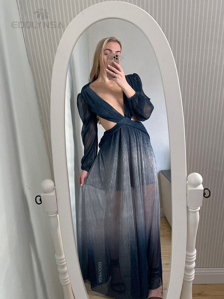 Women's Long Lantern Sleeve Dress - Frederika’s favorites 🦊