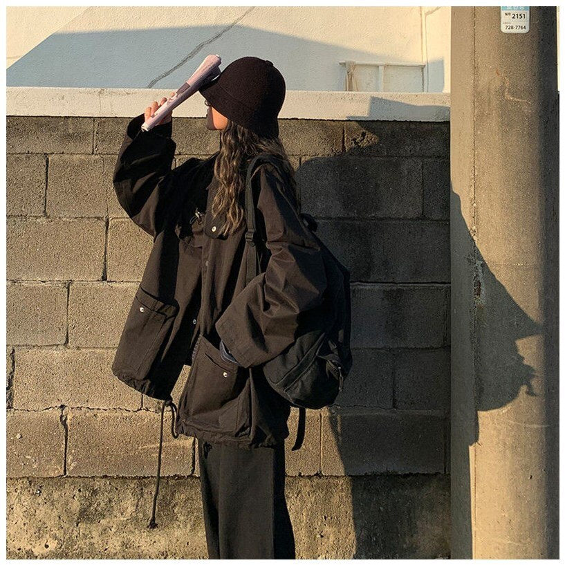 Oversized Cargo Jacket With Utility Pocket - Frederika’s favorites 🦊