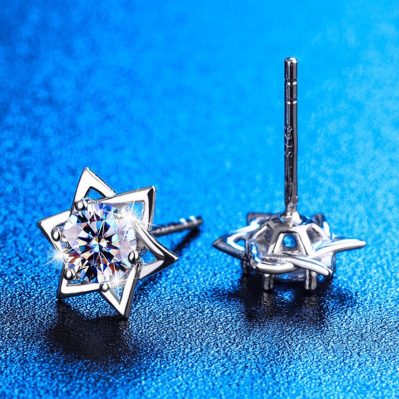 Shinny Hexagram Moissanite Stud Earrings - Frederika’s favorites 🦊