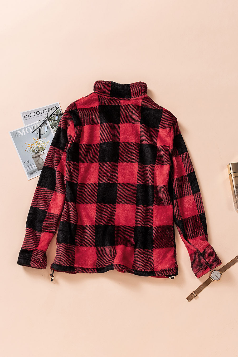 Plaid Print 1/4 Collar Sweatshirt - Frederika’s favorites 🦊