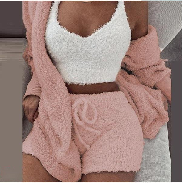 Fluffy Three Piece Set Lounge Sexy Outfits - Frederika’s favorites 🦊