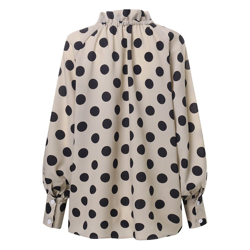 Women's Bow Stand Collar Blouse with Lantern Sleeves - Frederika’s favorites 🦊