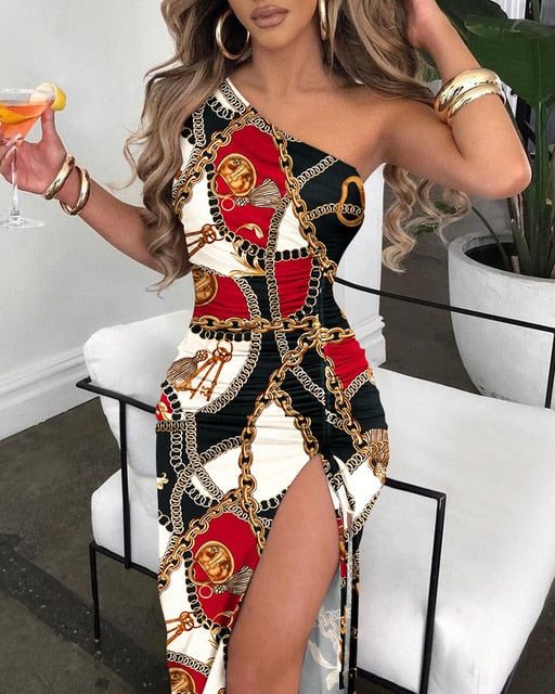 V-Neck Chain Décor High Slit Dress - Frederika’s favorites 🦊