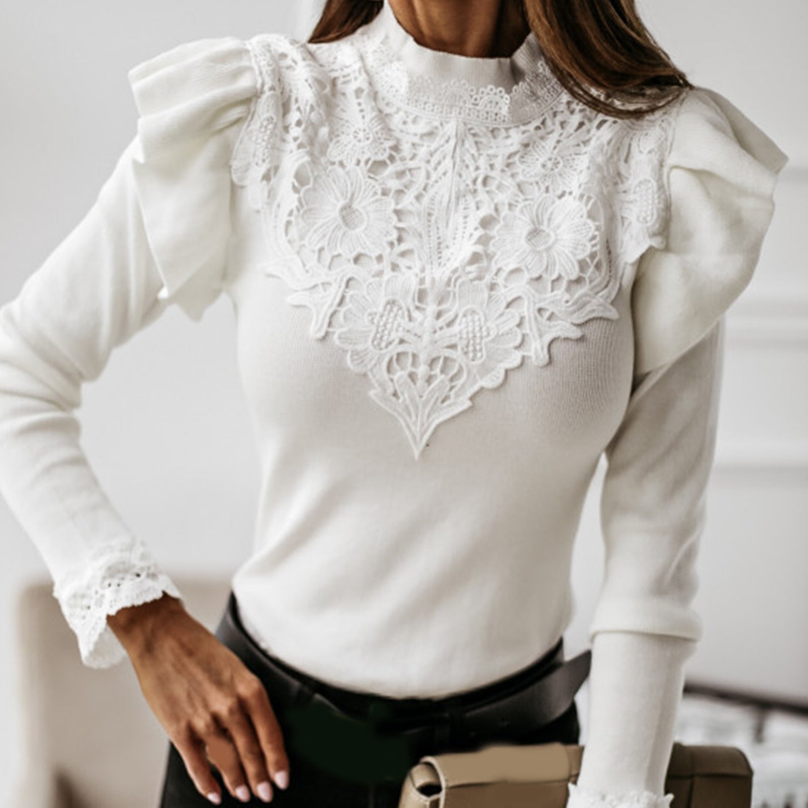 Long Sleeve Ruffle Lace Blouse - Frederika’s favorites 🦊