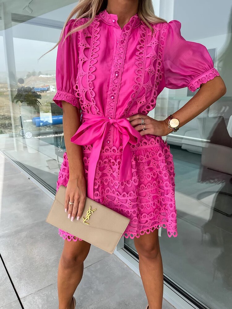 Patchwork Lace Elegant Mini Dress - Frederika’s favorites 🦊