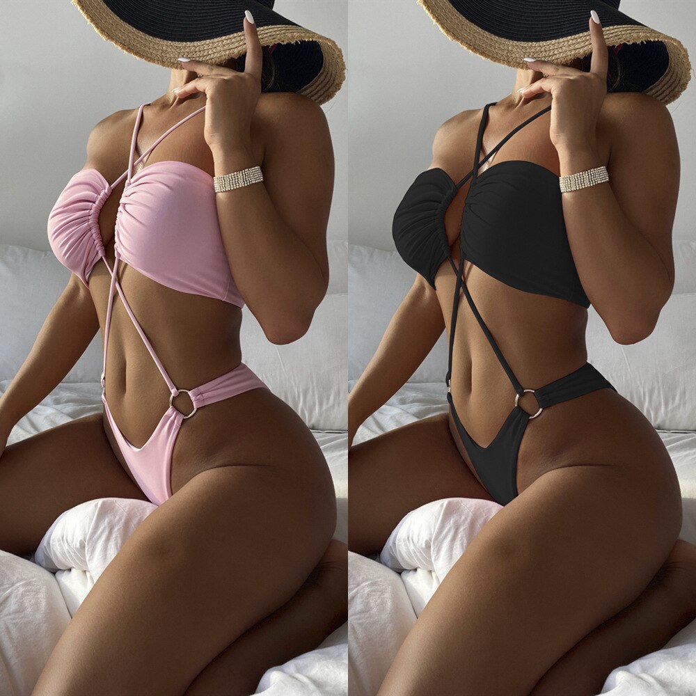Sexy Cross Halter One Piece Swimsuit - Frederika’s favorites 🦊