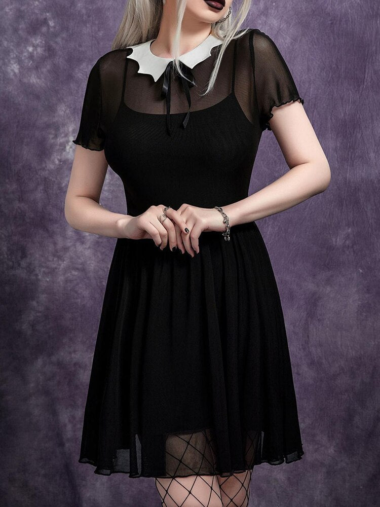 Wednesday Bat-Neck Mesh Dress - Frederika’s favorites 🦊