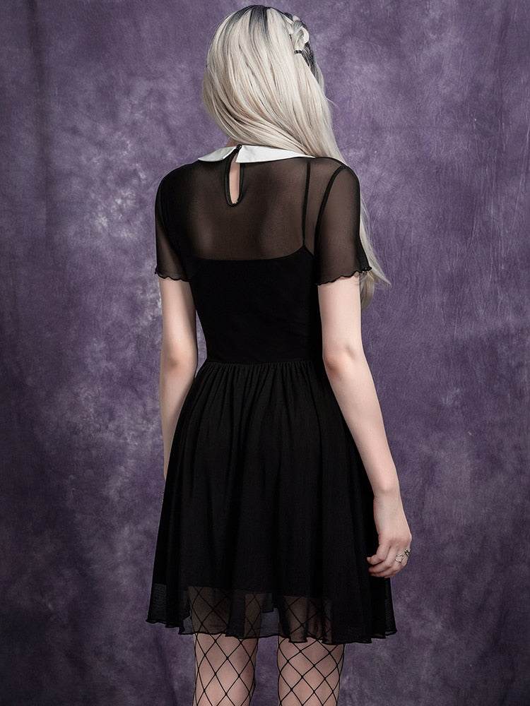 Wednesday Bat-Neck Mesh Dress - Frederika’s favorites 🦊
