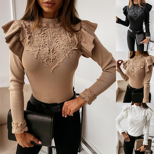 Long Sleeve Ruffle Lace Blouse - Frederika’s favorites 🦊
