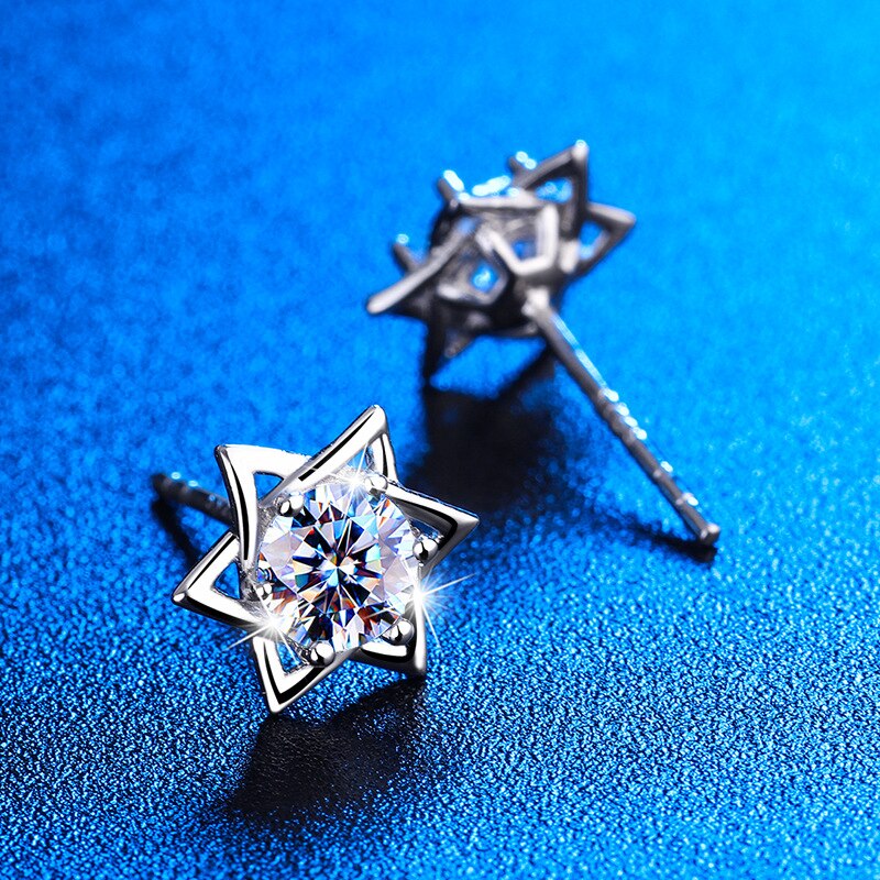 Shinny Hexagram Moissanite Stud Earrings - Frederika’s favorites 🦊