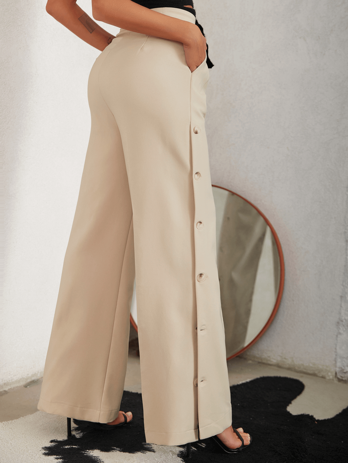 Side Button Pleated Wide Leg Pants - Frederika’s favorites 🦊